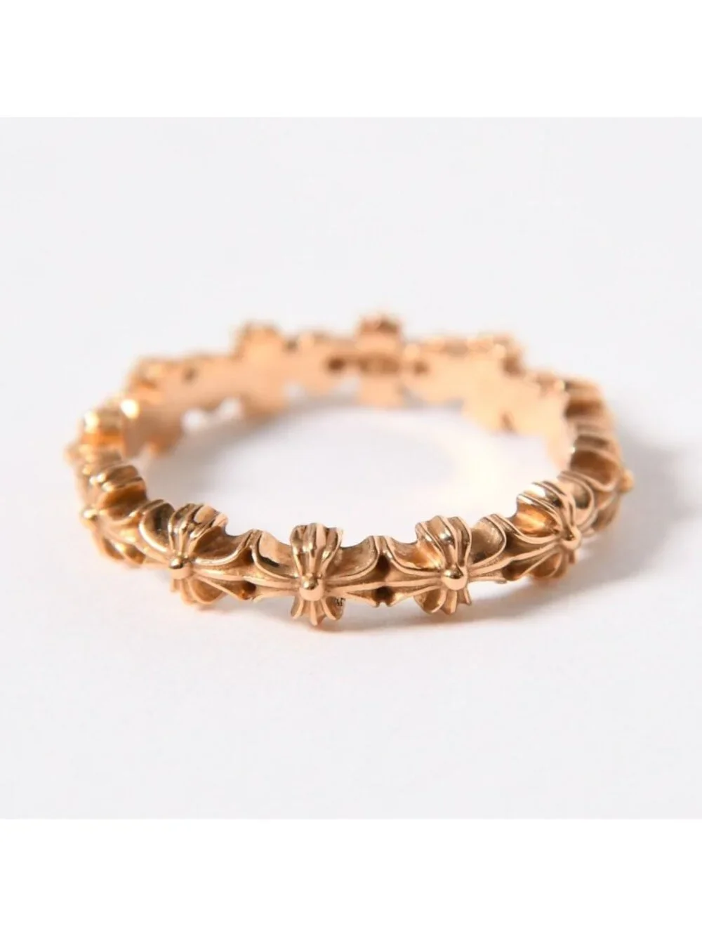 Chrome Hearts 22k Tiny CH Plus Band Ring 22k Gold